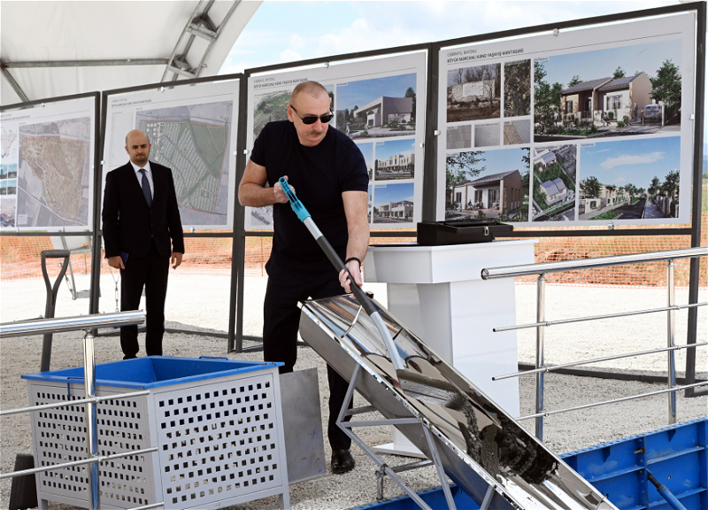 Президент Ильхам Алиев заложил фундамент сел Беюк Марджанлы, Кархулу и Сарыджаллы Джебраильского района - ФОТО