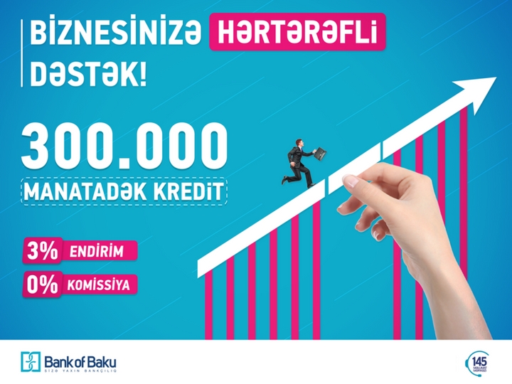 Bank of Baku-dan biznes kreditlərinə 3% ENDİRİM və 0% KOMİSSİYA