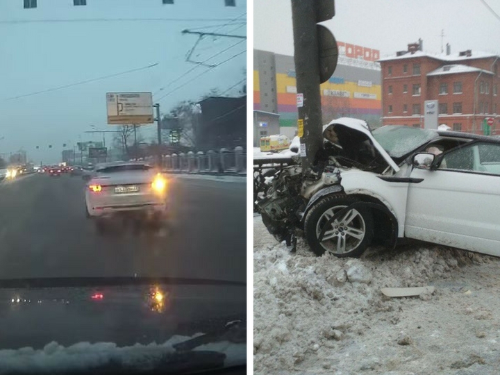 В Москве девушка на Range Rover сбила пешехода и врезалась в столб - ФОТО - ВИДЕО