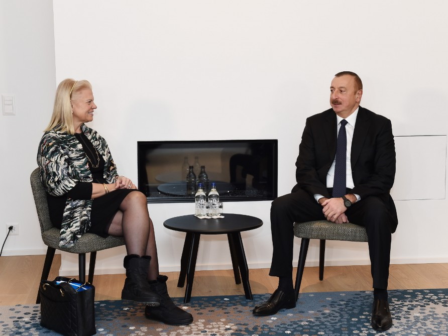 Ильхам Алиев встретился в Давосе с главным исполнительным директором компании IBM - ФОТО