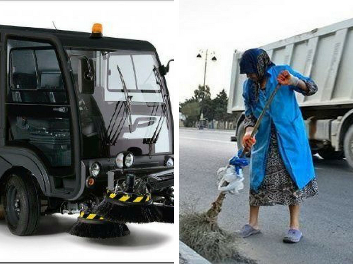 Уборщиц на бакинских дорогах заменит спецтехника - ФОТО
