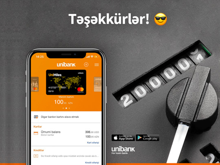 Unibank Mobile istifadəçilərinin sayı 200.000-i keçib