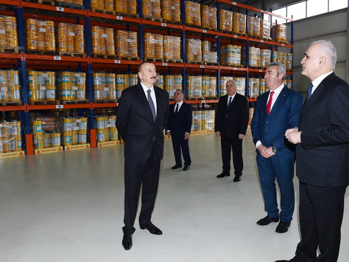 Президент Ильхам Алиев принял участие в открытии завода строительных химикатов в Сумгайытском химическом промышленном парке - ФОТО