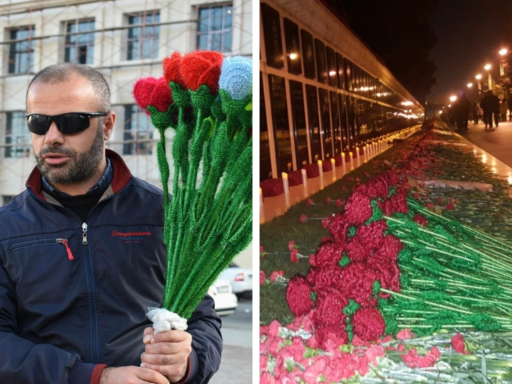 #ТвориДобро: 90 цветов от слепого Эльчина в Аллее шехидов – ФОТО