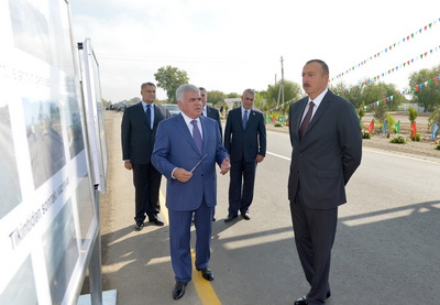 Ильхам Алиев принял участие в открытии одного из участков автодороги Гаджигабул-Бахрамтепе - ФОТО