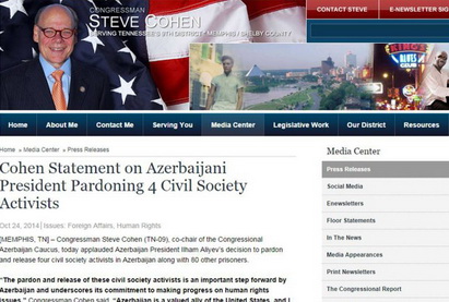 Конгрессмен от штата Теннесси приветствует решение Президента Азербайджана о помиловании