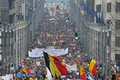 В Брюсселе прошел многотысячный митинг против мер экономии в ЕС