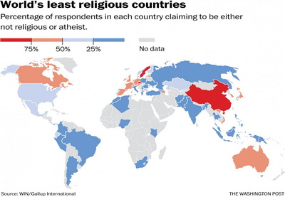 КАРТА: какие страны мира самые нерелигиозные
