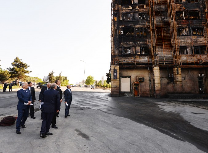 Президент Ильхам Алиев посетил место пожара - ФОТО