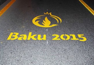 В Баку закрашивают «полосы Европейских игр» - ФОТО
