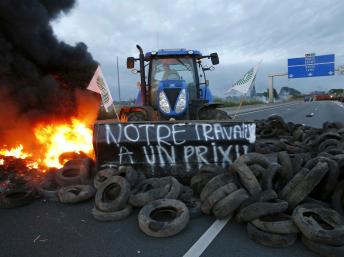Французские фермеры заблокировали дороги на границе с Германией – ФОТО