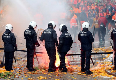 В Брюсселе произошли стычки между демонстрантами и полицией