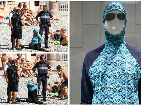 Вооруженные полицейские заставили мусульманку снять буркини на пляже Ниццы – ФОТО