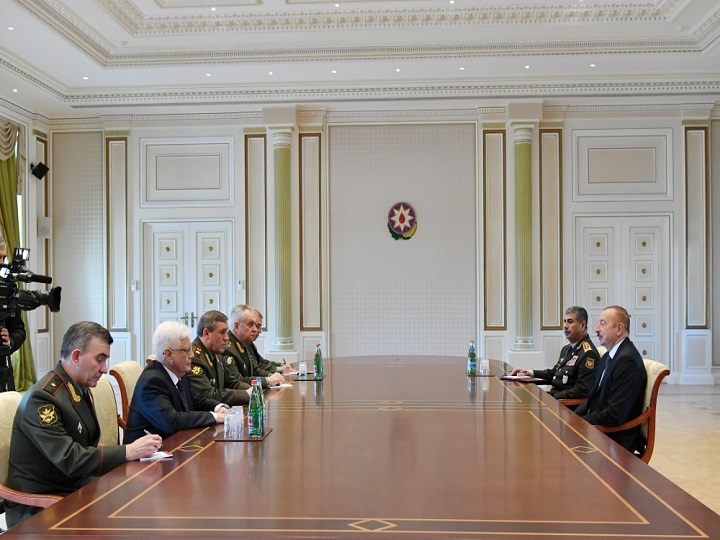 İlham Əliyev Rusiya Silahlı Qüvvələrinin Baş Qərargah rəisini qəbul edib