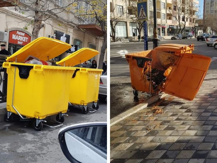 Подробно: Кто сжег в Баку новый мусорный контейнер? – ФОТО – ОБНОВЛЕНО