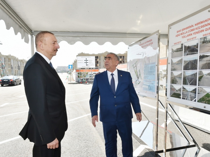 Президент Ильхам Алиев принял участие в открытии реконструированных дорог в Баку - ФОТО