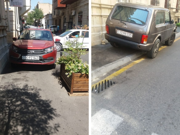 Как водители ломают тротуары в центре Баку - ФОТОФАКТ