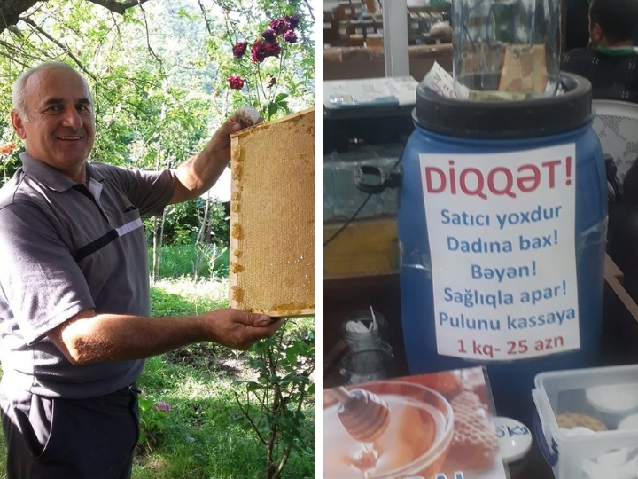 Пчеловод, оставивший мед в Баку на совесть покупателей: «Если кто-то решит взять, не заплатив...» - ФОТО