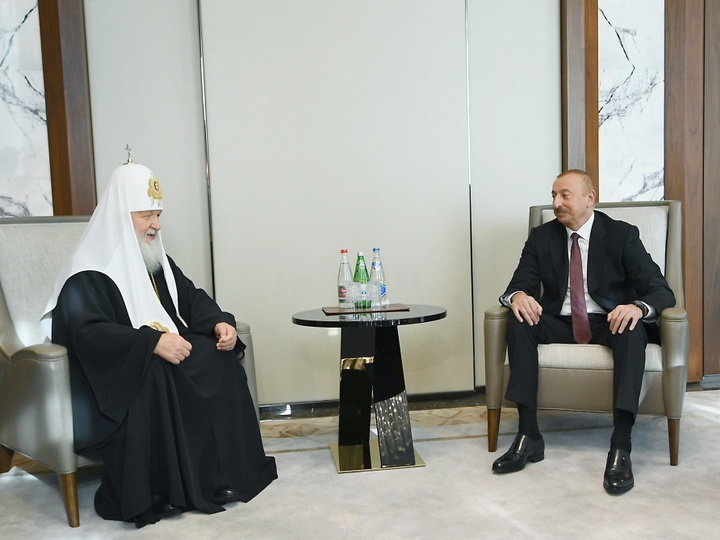 Президент Азербайджана встретился с Патриархом Московским и всея Руси Кириллом - ФОТО
