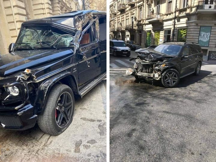 «Гнал на красный»: В центре Баку Mercedes GL протаранил Gelandewagen – ФОТО – ВИДЕО