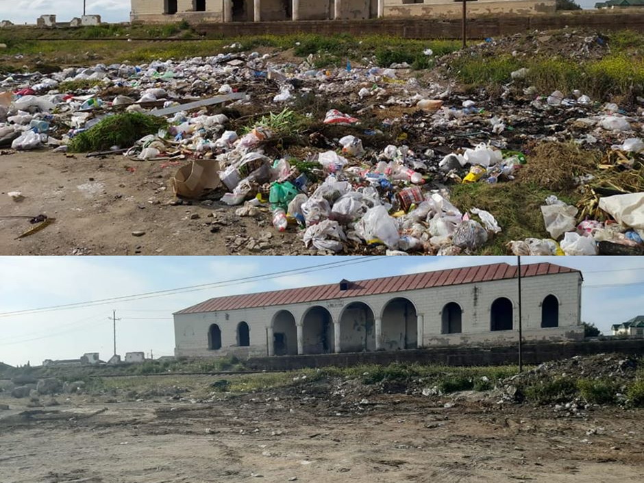 Очищена от мусора одна из железнодорожных станций Баку - ФОТОФАКТ