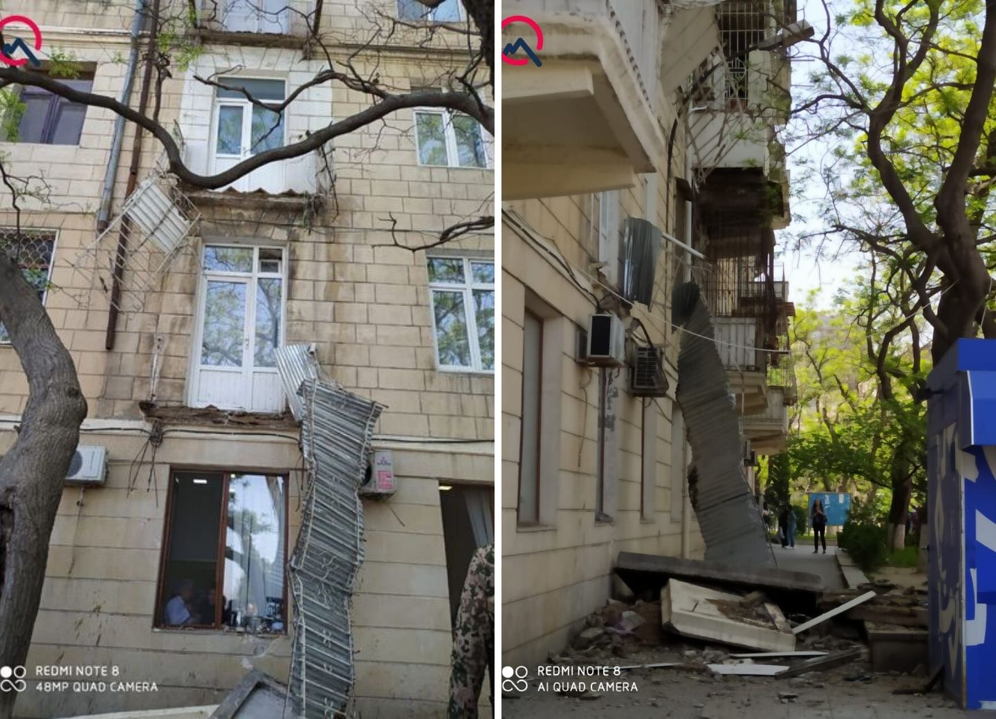 В Баку рухнули балконы жилого дома - ФОТО - ВИДЕО