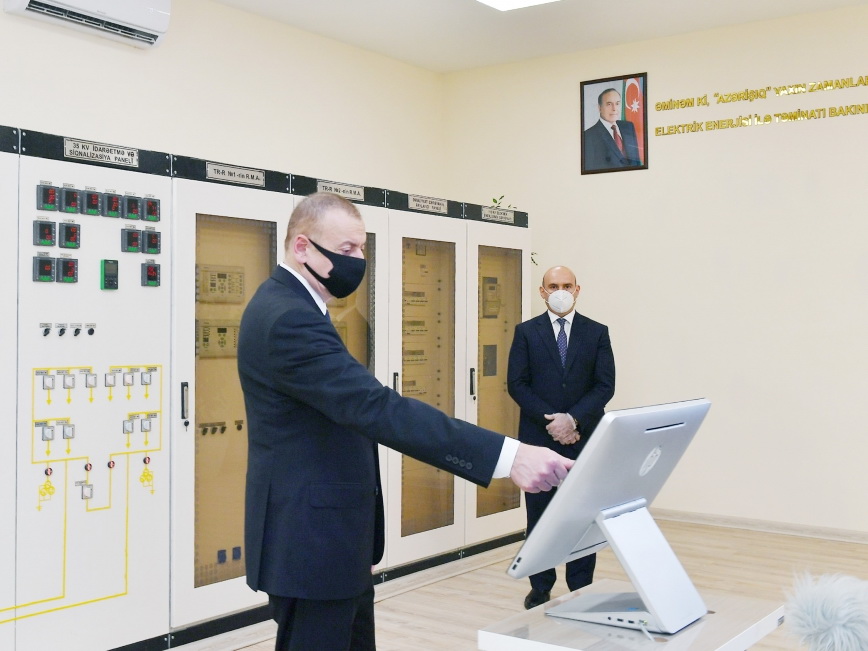 Ильхам Алиев принял участие в церемонии сдачи в эксплуатацию реконструированной электрической подстанции «Агджабеди-2» - ФОТО