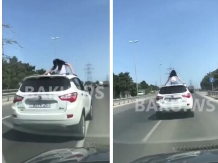 Смертельно опасные трюки девушки на автомобиле в Баку – ВИДЕО