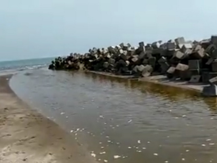 В море у популярного бакинского пляжа сливается неочищенная канализация – ВИДЕО