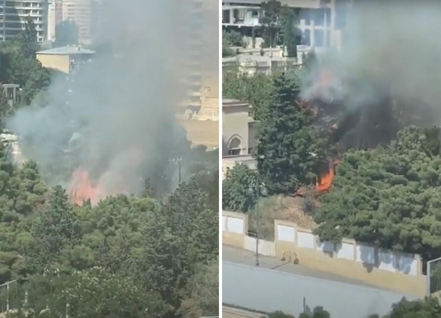 Потушен сильный пожар, вспыхнувший в центре Баку у посольства – ФОТО – ВИДЕО – ОБНОВЛЕНО