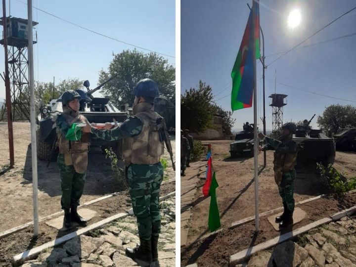 Над освобожденными от оккупации погранзаставами поднят флаг Азербайджана - ФОТО - ВИДЕО