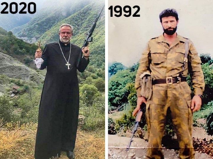 С крестом и автоматом: Армянский священник, который убивал азербайджанцев – ФОТОФАКТ