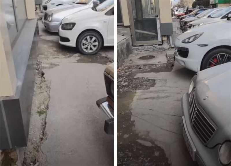 Бакинский тротуар с полосой препятствий для пешеходов – ВИДЕОФАКТ