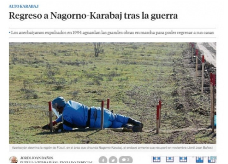 Испанская газета «La Vanguardia»: «Возвращение в Карабах после войны»