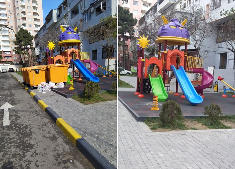Реакция на публикацию 1news.az: Детская площадка в Баку «спасена» от мусора – ФОТО