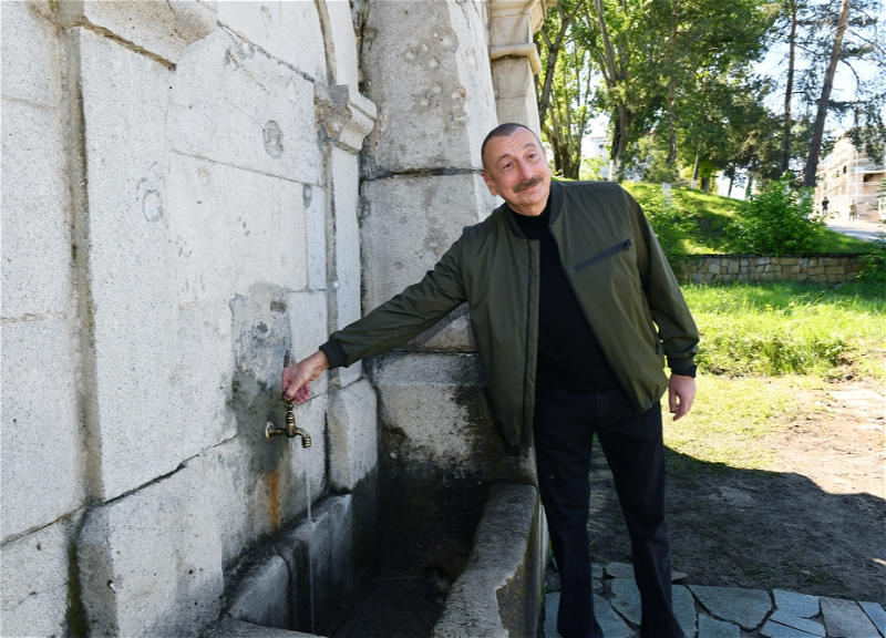Президент Ильхам Алиев побывал на восстановленном роднике «Хан гызы» в Шуше - ФОТО