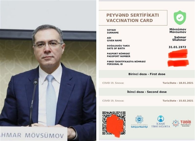 Шахмар Мовсумов опубликовал фото своего COVİD-паспорта – ФОТО