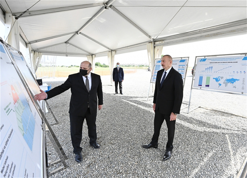 Ильхам Алиев принял участие в церемонии закладки фундамента Агдамского промышленного парка - ФОТО