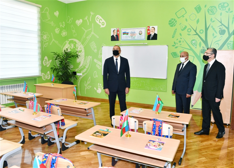 Ильхам Алиев ознакомился с созданными после капитального ремонта условиями в полной средней школе №71 в Сабунчи - ФОТО