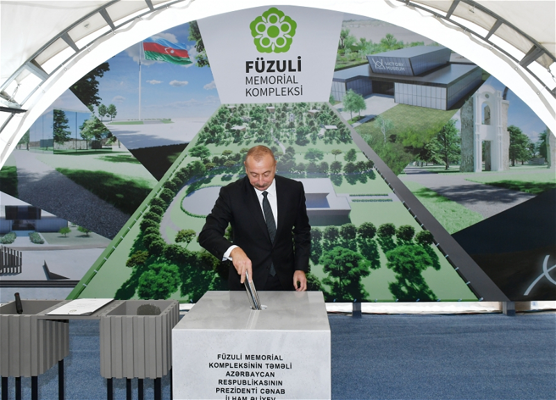 Ильхам Алиев выступил перед представителями общественности Физулинского района, заложил фундамент восстановления Физули - ФОТО