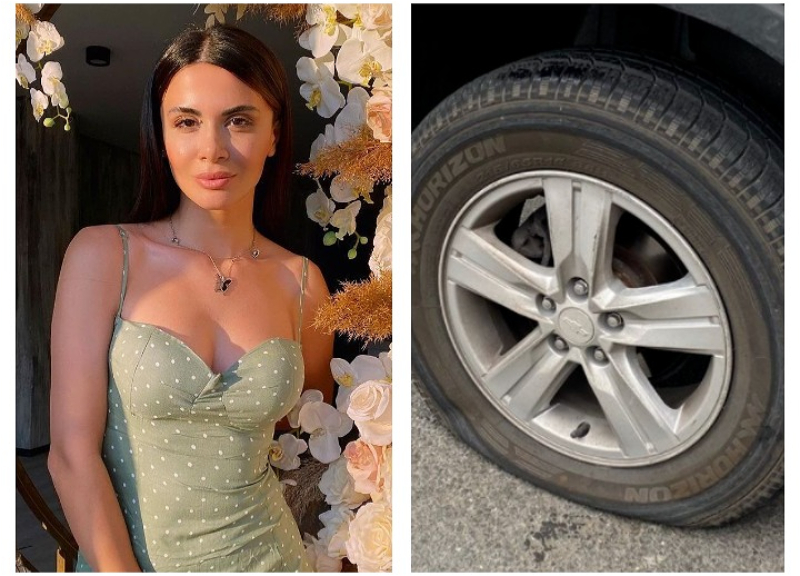 Прокололи шину: Известной азербайджанской блогерше поступают угрозы – ФОТО