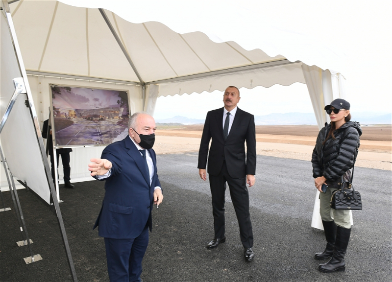 Ильхам Алиев и Мехрибан Алиева ознакомились с ходом строительства аэропорта в Зангилане - ФОТО