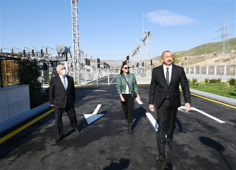 Президент Ильхам Алиев и первая леди Мехрибан Алиева приняли участие в открытии подстанции «Губадлы» - ФОТО