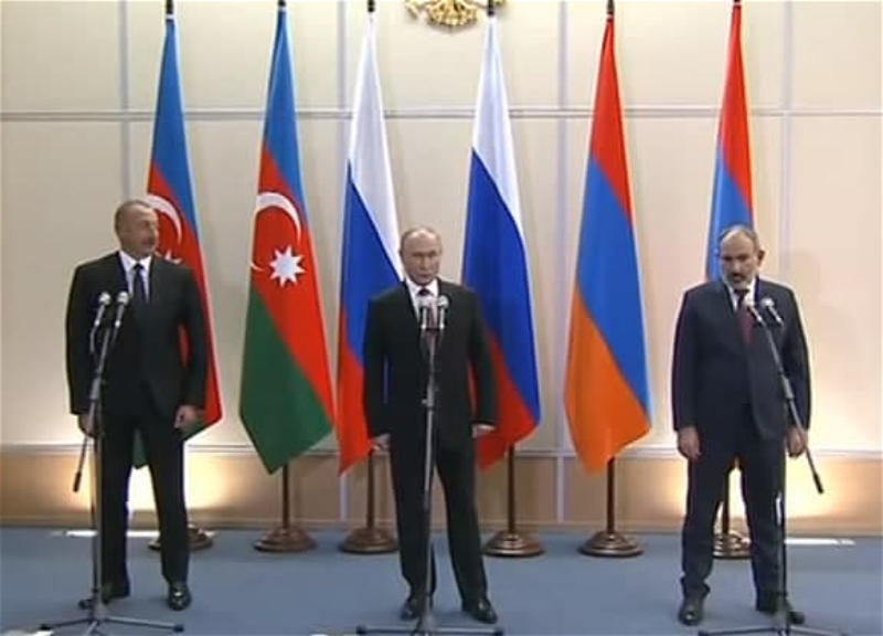 Алиев, Путин и Пашинян проводят пресс-конференцию в Сочи – ВИДЕО