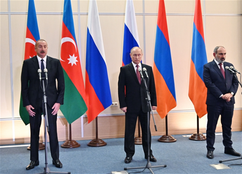 Президент России, Президент Азербайджана и премьер-министр Армении выступили с заявлениями для печати - ФОТО - ВИДЕО