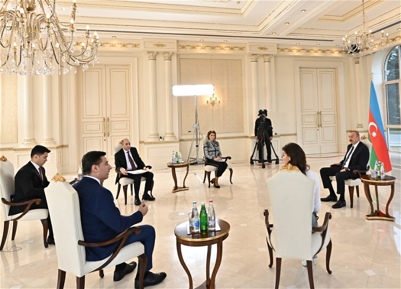 Президент Азербайджана дал интервью местным телеканалам - ФОТО - ВИДЕО
