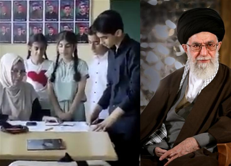 Песня во славу Хаменеи и перевернутый флаг Азербайджана в одной из местных школ - ВИДЕО