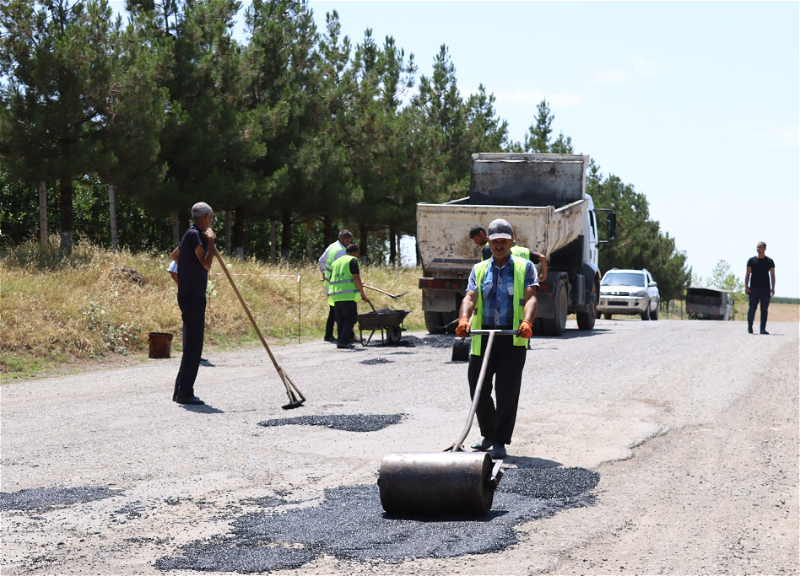 Начато восстановление разрушенных участков дороги Шамаха - Мадраса - ФОТО