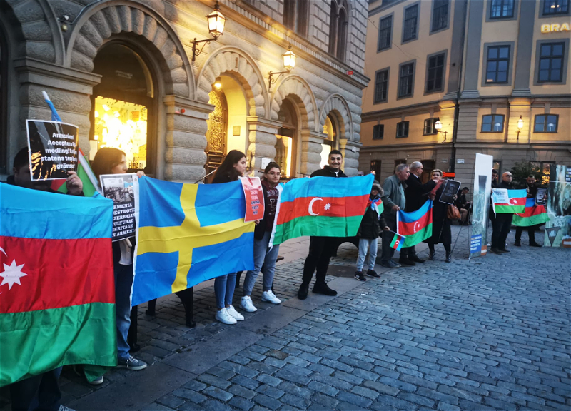Aзербайджанская община провела пикет перед парламентом Швеции - ФОТО