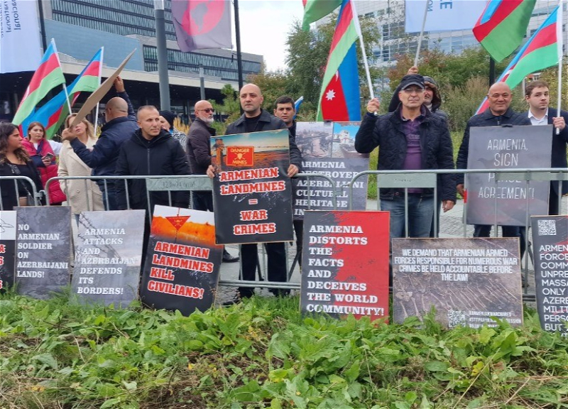 Aзербайджанская община провела пикет перед посольством Армении в Нидерландах - ФОТО